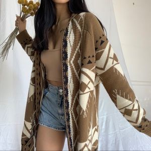 bohemian oversized look shawl cardigan